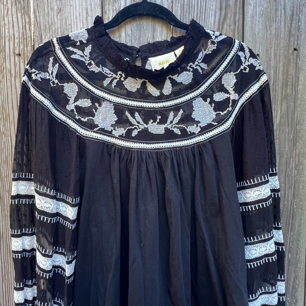 Maeve By Anthropologie Embroidered Lace Boho Peasant Top Sz Small - Picture 10 of 16